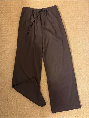 Sablyn Women's Drawstring Wide-Leg Trousers in Dark Brown